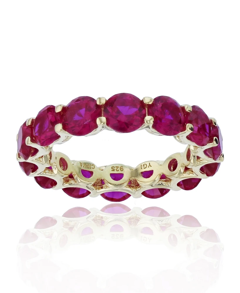 Cubic Zirconia Eternity Band 14k Yellow Gold Plated Sterling Silver