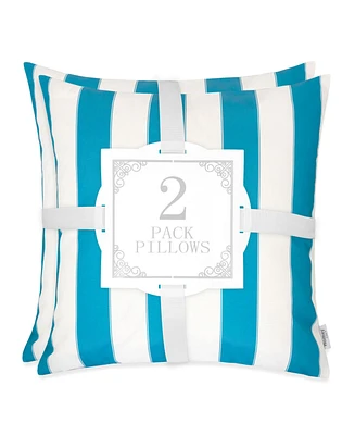 Homey Cozy Olivia Stripe Indoor/Outdoor 2-Pack Decorative Pillows, 20" x