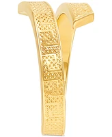 Italian Gold Greek Key Bypass Statement Ring 10k