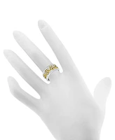 Essentials Floral Crystal Openwork Band Ring Two-Tone Plate