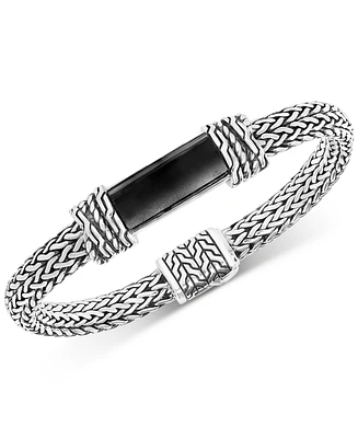 Effy Men's Onyx Woven Bracelet in Sterling Silver