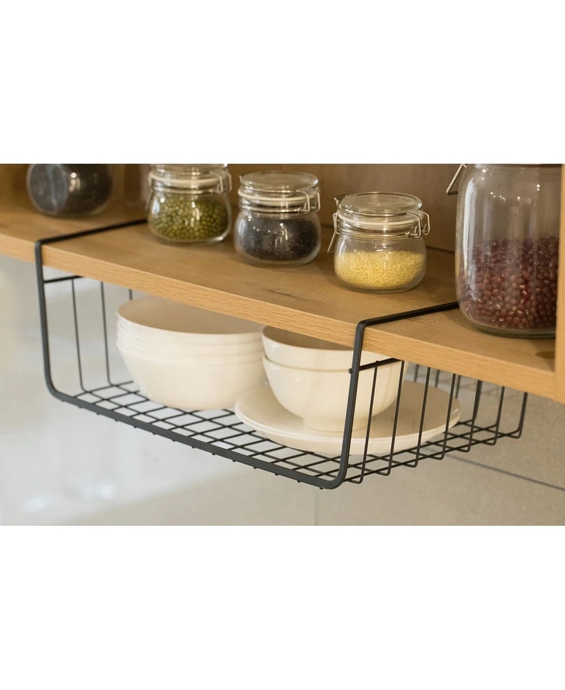 Vintiquewise Hanging Under Shelf Metal Storage Basket, Set of 2