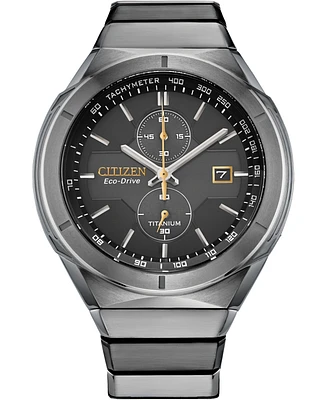 Citizen Men's Chronograph Armor Eco-Drive Silver-Tone Titanium Bracelet Watch 44mm