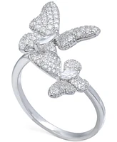 Cubic Zirconia Pave Butterfly Ring in Sterling Silver