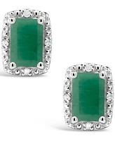 Emerald (1-1/3 ct. t.w.) and Diamond Accent Stud Earrings in Sterling Silver