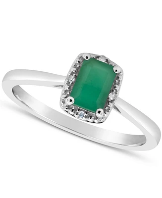 Emerald (5/8 ct. t.w.) and Diamond Accent Ring Sterling Silver
