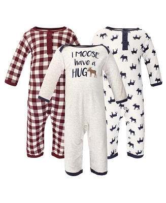 Little Treasure Baby Boys Cotton Coveralls 3pk Bear, 3-6 Months