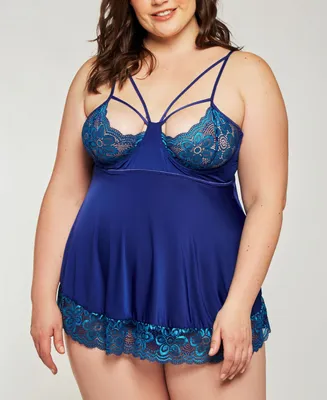 iCollection Plus Daisy Lace Caged Babydoll Lingerie Nightgown