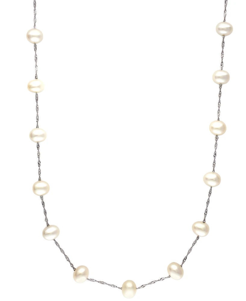 Effy Cultured Freshwater Pearl Station 18" Necklace 14k Gold (5-1/2mm)