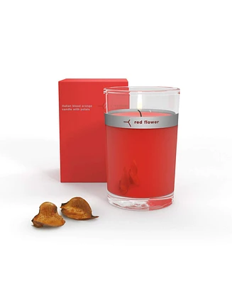 Red Flower Italian Blood Orange Petal Topped Candle, 6 oz