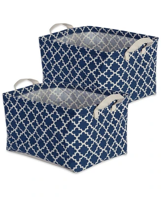 Design Imports Polyethylene Coated Cotton Polyester Laundry Bin Lattice Rectangle Extra Large Set of 2