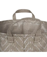 Design Imports Polyethylene Coated Woven Paper Laundry Bin Tribal Chevron Stone Round Small Set of 2