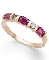 14k Rose Gold Ring, Ruby (1 ct. t.w.) and Diamond (1/8 ct. t.w.) Ring