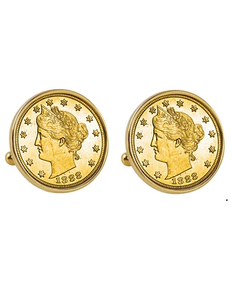 American Coin Treasures Gold-Layered 1800's Liberty Nickel Bezel Coin Cuff Links