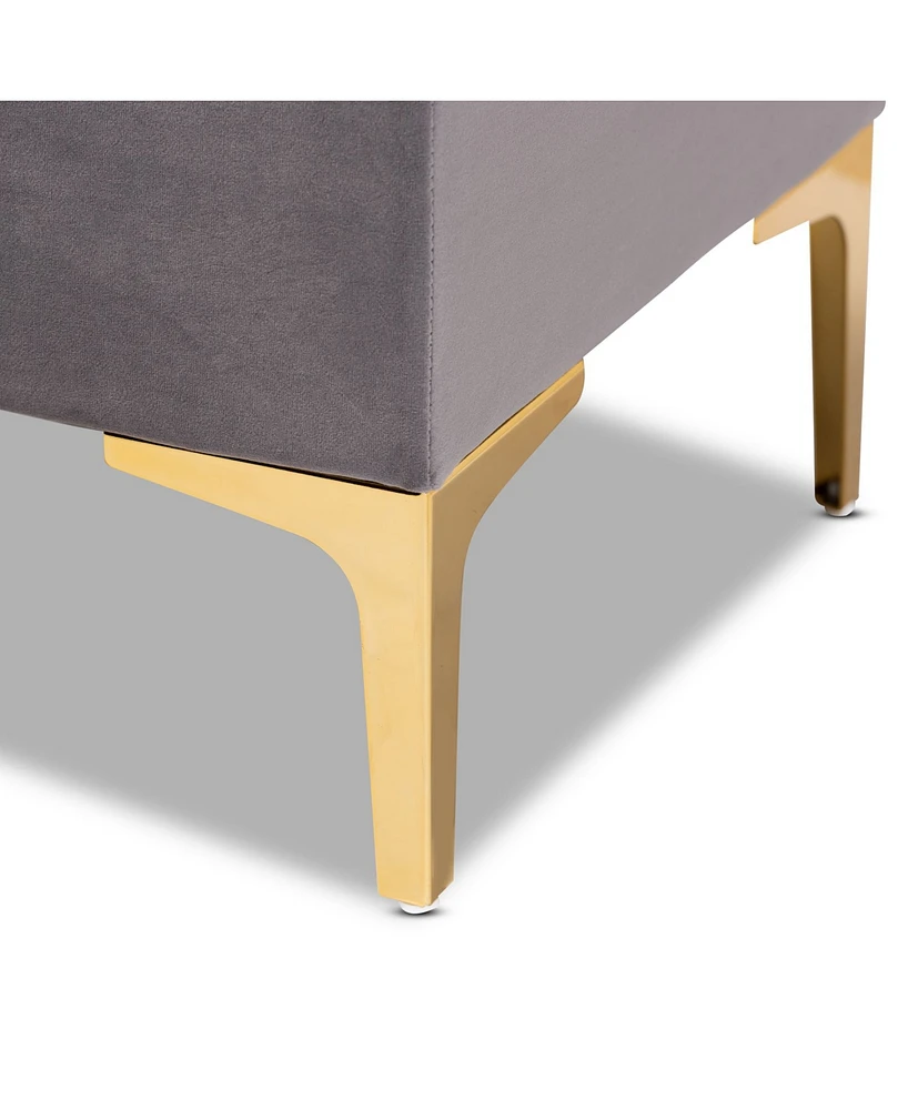 Furniture Valere Glam and Luxe Upholstered Button Tufted Storage Ottoman