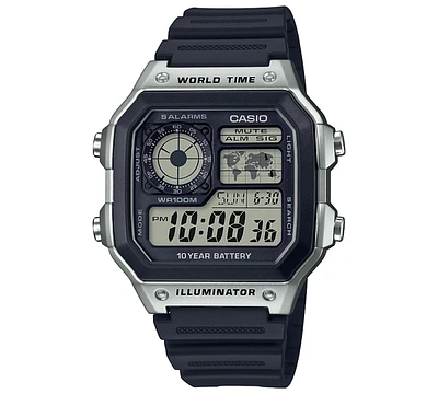 Casio Men's Digital Black Resin Strap Watch 42.1mm