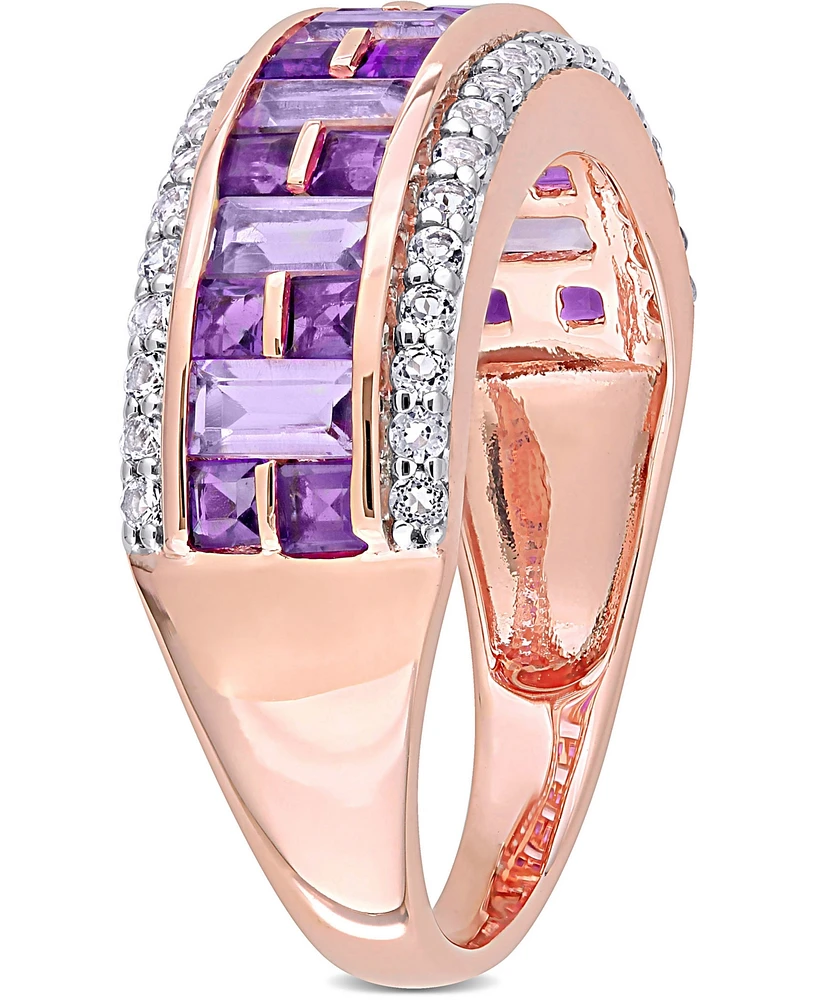 Amethyst (1-5/8 ct. t.w.) & White Topaz (2/5 Band 10k Rose Gold
