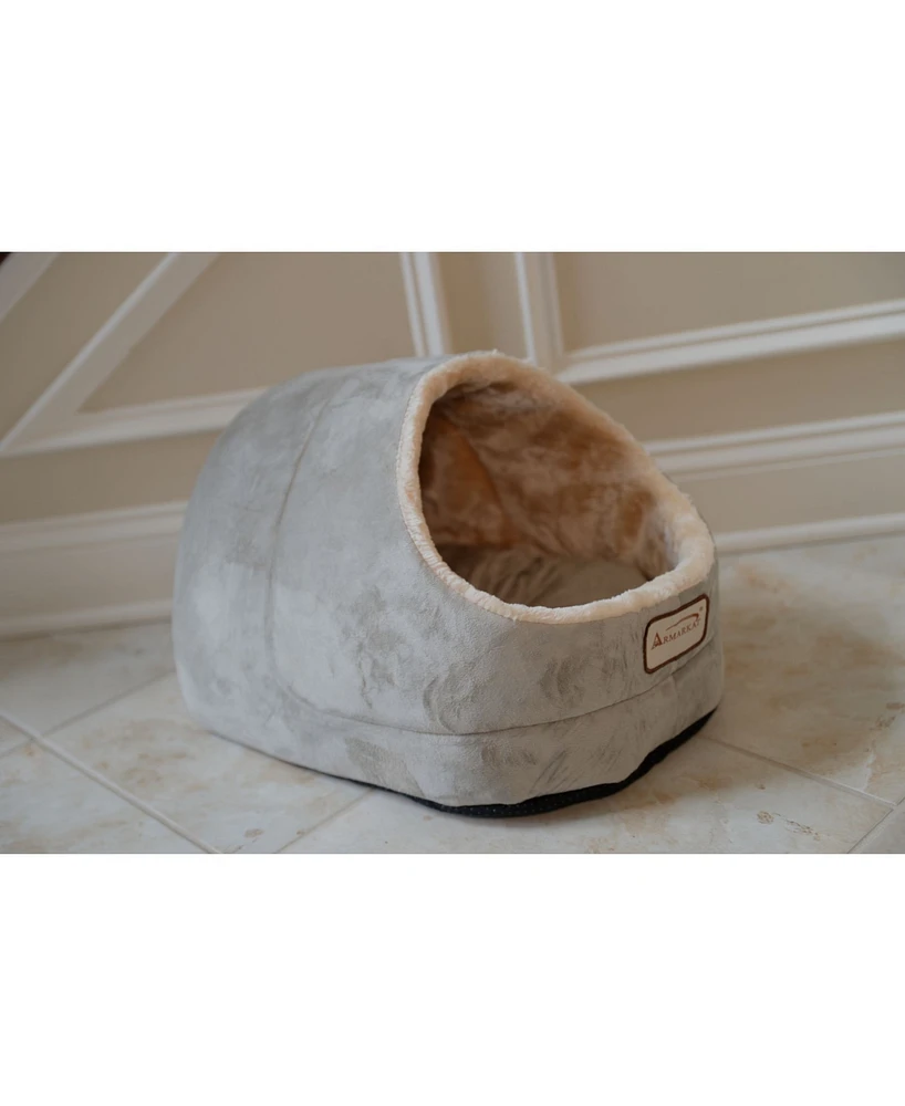 Armarkat Faux Suede Cozy Enclosed Cave Cat Kitten Sleeping Bed, 18"(L) X 12.5"(W) X 11.5"(H), C18HHL/Mh, Sage Green
