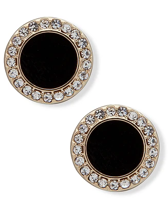 Dkny Gold-Tone Stone & Crystal Halo Stud Earrings