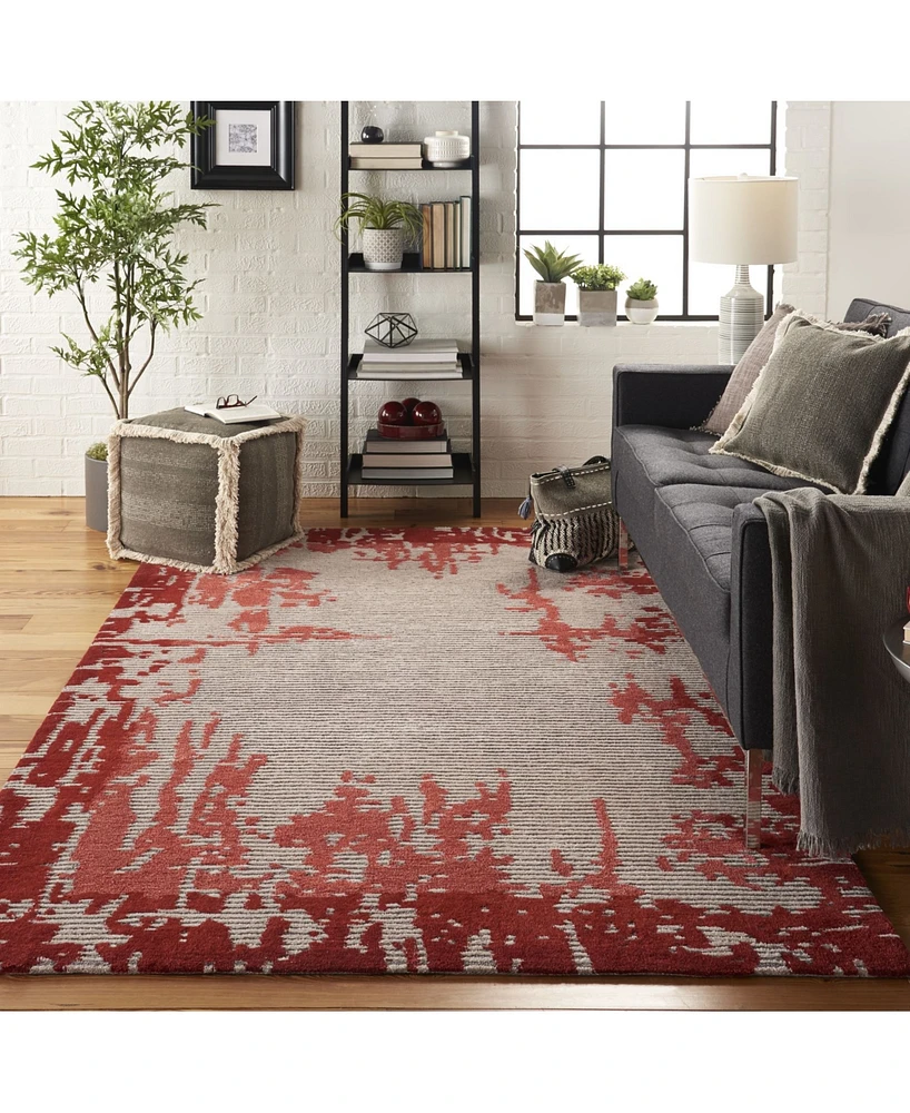 Nourison Home Symmetry SMM02 Beige and Red 3'9" x 5'9" Area Rug