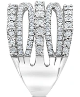 Diamond Multi-Row Crossover Statement Ring (1 ct. t.w.) Sterling Silver