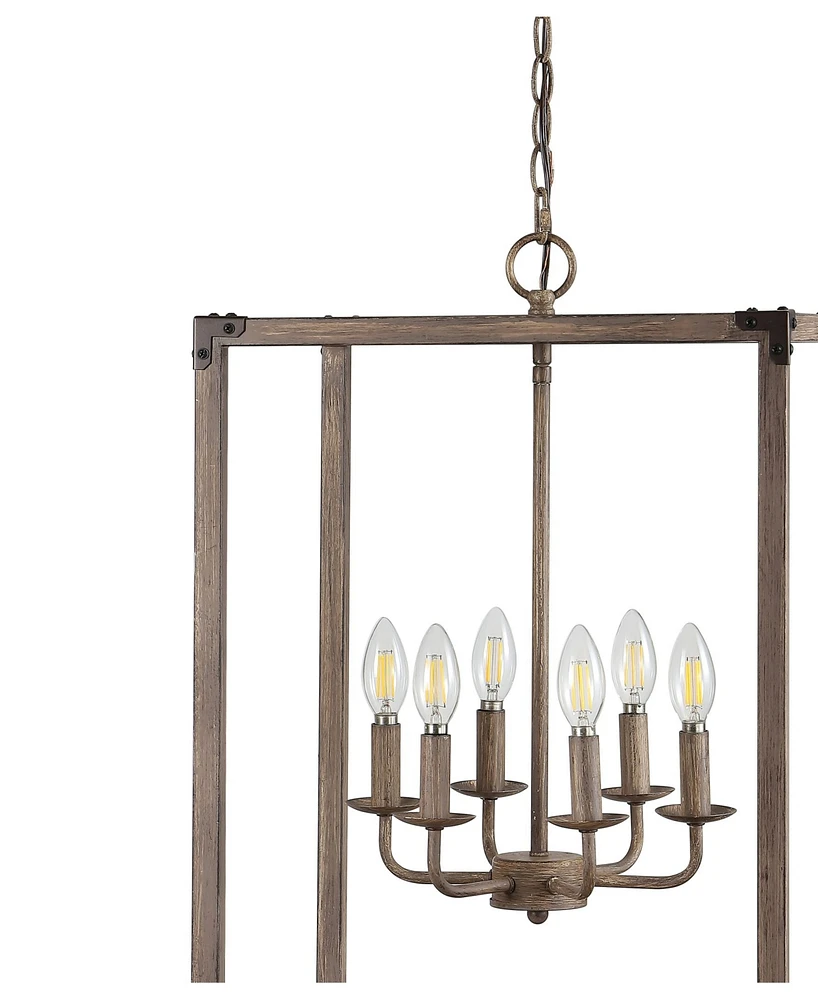 Jonathan Y Magnolia 6-Light Adjustable Rustic Farmhouse Led Pendant