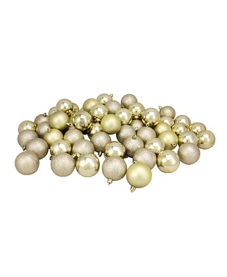 Northlight 60 Count Champagne Shatterproof 4-Finish Christmas Ball Ornaments