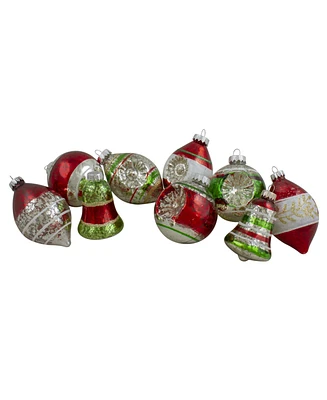 Northlight 9 Count Finish Glass Christmas Finial Ornaments