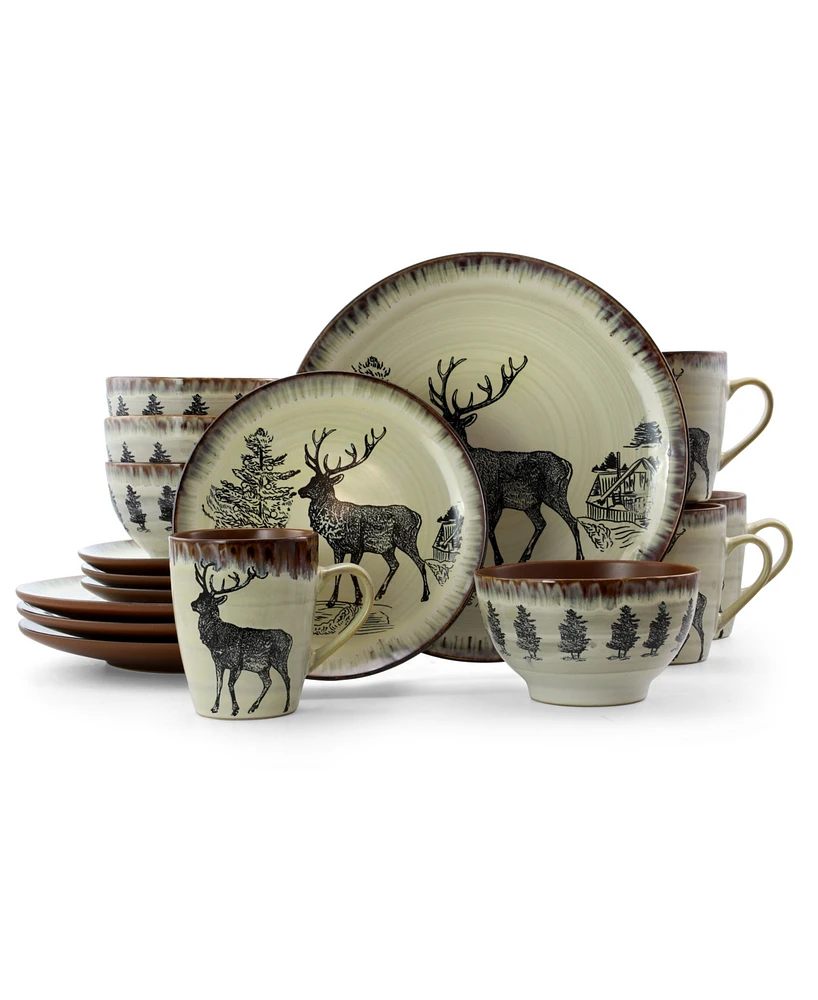 Elama Majestic Elk 16 Pc. Dinnerware Set, Service for 4