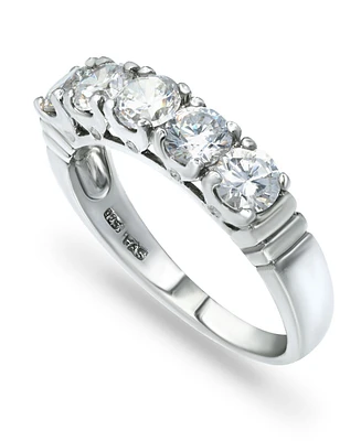 Macy's Cubic Zirconia Round 5 Stone Silver Plate Ring or 18K Gold