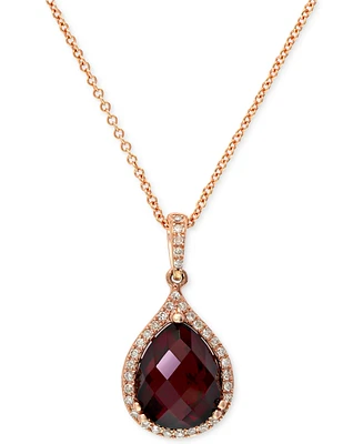 Effy Garnet (4-1/5 ct. t.w.) and Diamond (1/8 ct. t.w.) Pear Pendant in 14k Rose Gold
