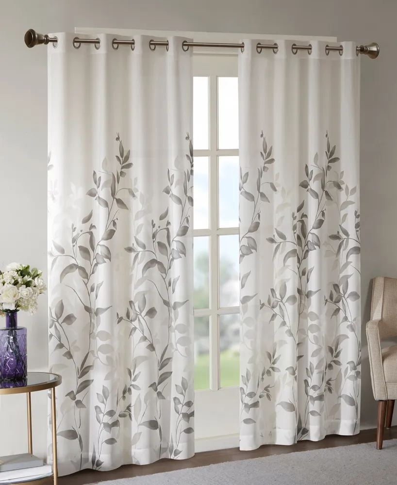Cecily Burnout Printed sheer Window Curtain, inches long Single Curtain Panel, Width 50 curtains for Bedroom and Living Room
