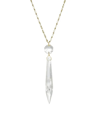 2028 Women's Gold Tone Clear Crystal Icicle Necklace