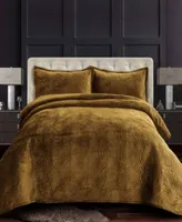 Tribeca Living Capri Medallion Velvet Oversized Solid Quilt Set