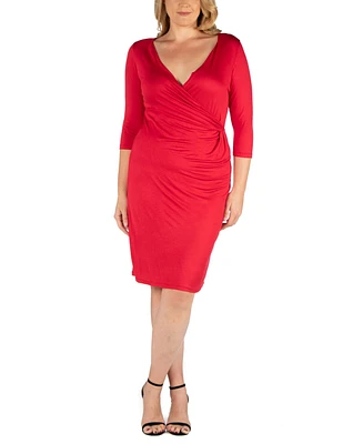 24seven Comfort Apparel Plus Size Wrap Dress