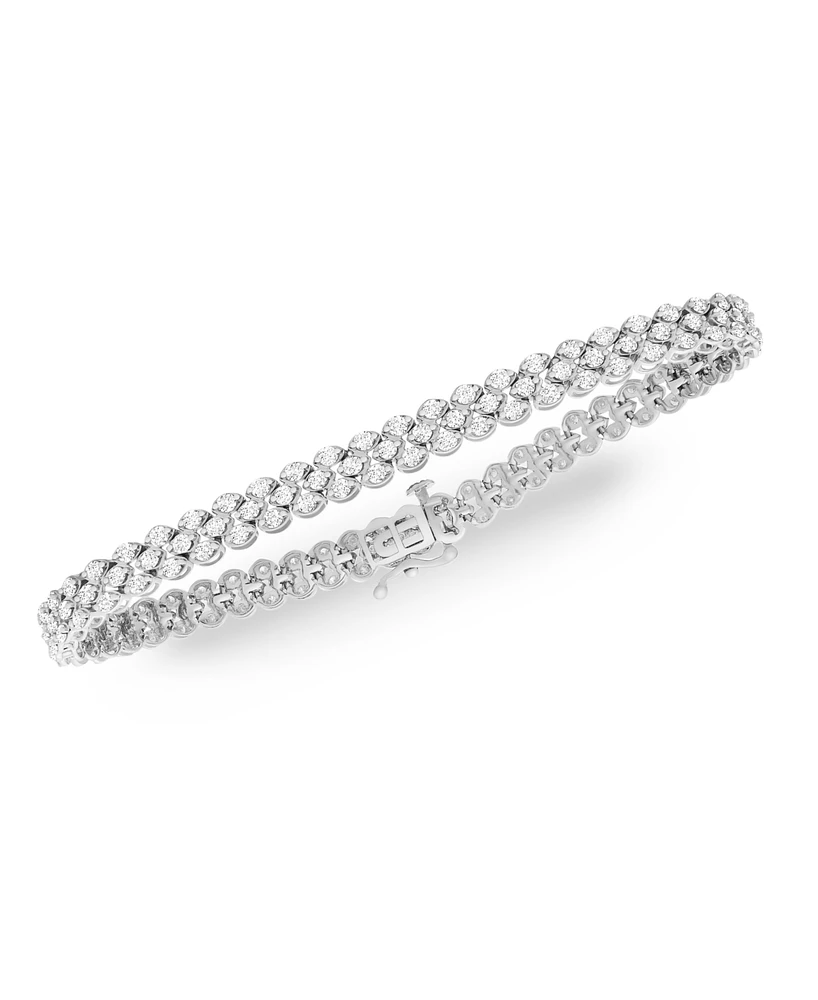 Diamond Three-Row Bracelet (-/ ct. t.w.) in 14k White or Yellow Gold
