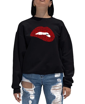 Women's Word Art Crewneck Savage Lips Sweatshirt
