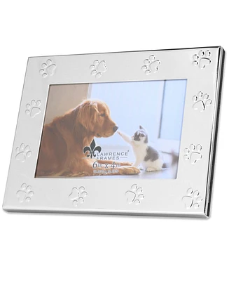 Metal Dog or Cat Picture Frame - Paw Print Pet Design, 4" x 6"
