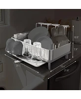 simplehuman Steel Frame Kitchen Dish Drying Rack with Swivel Spout Drain