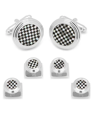 Men's Checker Cufflink and Stud Set