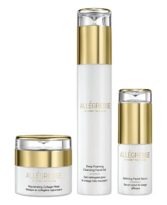 Allegresse 24K Skincare Rejuvenating and Cleansing 3 Piece Set