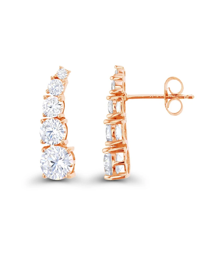 Macy's Cubic Zirconia 14k Rose Gold Graduated Curved Ear Climbers (Also Over Silver or Silver)