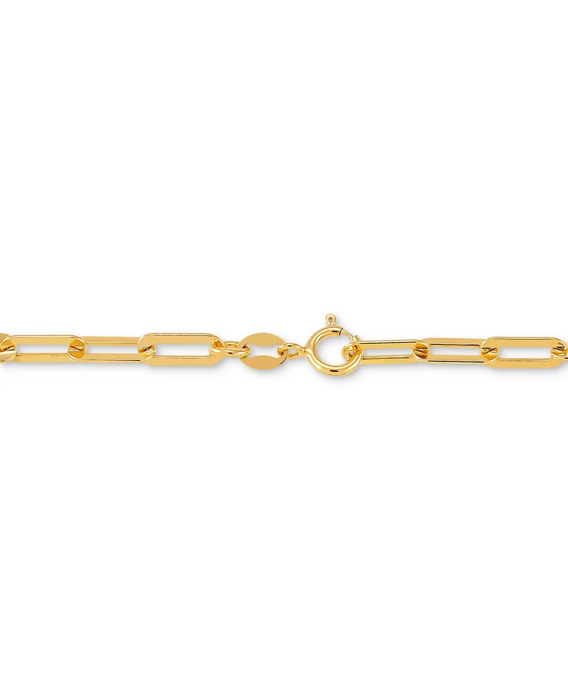 Polished Paperclip Bracelet 18K Gold over Silver or Sterling