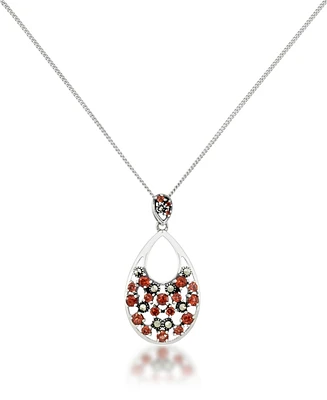 Pave Garnet Teardrop Pendant and a Curb Chain