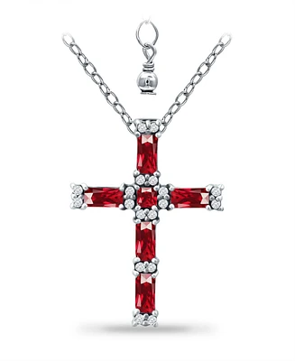 Giani Bernini Lab Grown Ruby and Cubic Zirconia Cross Pendant