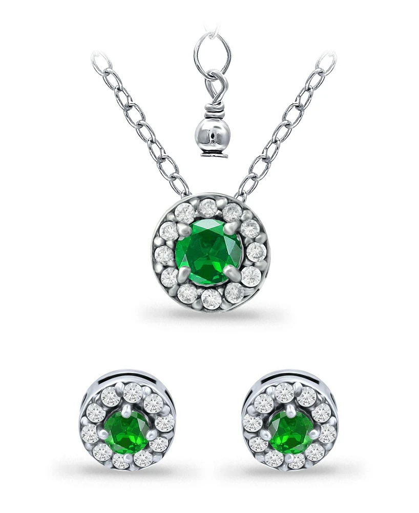 Giani Bernini Created Green Quartz and Cubic Zirconia Halo Pendant and Earring Set, 3 Piece
