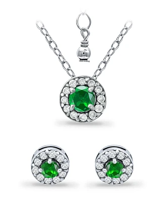 Giani Bernini Created Green Quartz and Cubic Zirconia Halo Pendant and Earring Set, 3 Piece