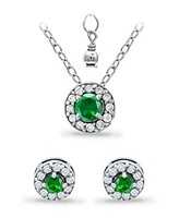Giani Bernini Created Green Quartz and Cubic Zirconia Halo Pendant and Earring Set, 3 Piece