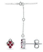Giani Bernini Created Ruby and Cubic Zirconia Clover Pendant and Earring Set, 3 Piece