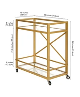 Wilson Bar Cart with Clear Glass Shelves